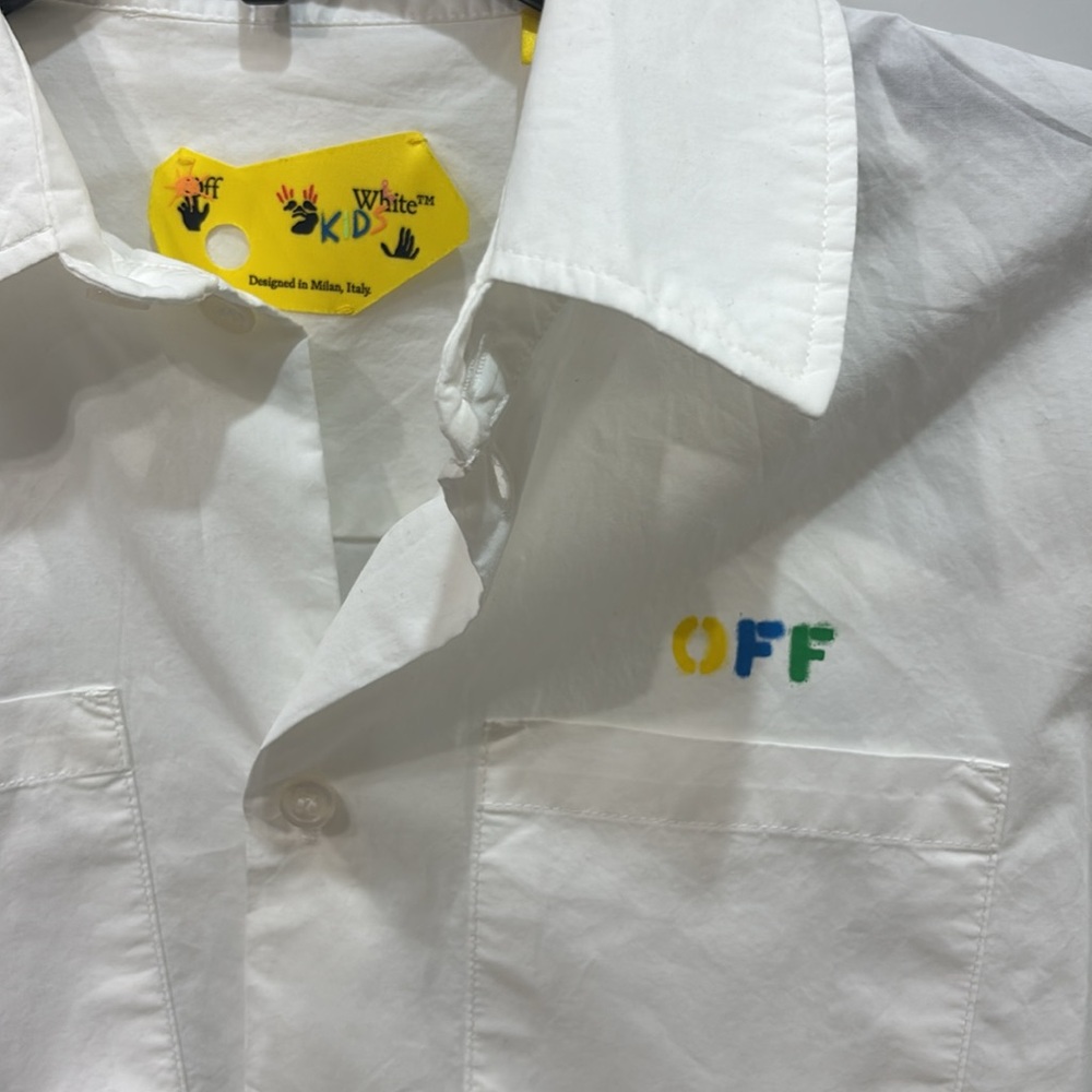 Boys Off-White Casual White and Yellow Button Down Shirt - Picture 2 of 5